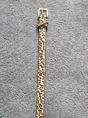 Talbots Leopard Print Skinny Belt with Gold Buckle